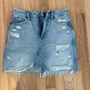 A&F Natural Waist Destroyed Denim Skirt